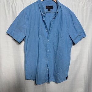 Men's Blue Short Sleeve Button Down Shirt Cotton Casual Summer Essential XL